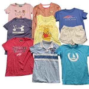 Harley Davidson UA NFL Mix Brand Lot of 9 Youth Girl 10-12 Tee Shorts Preppy Y2k